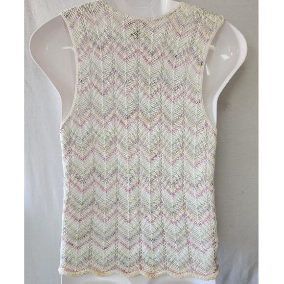 Van Heusen For Her Vtg 90's Multi Color Cheveron Knit Sweater Vest Women's Med - Picture 2 of 7